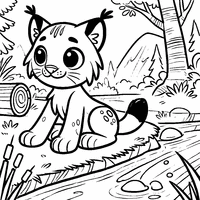 Lynx by the River Coloring Page