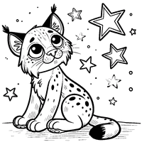 Lynx Observing the Stars Coloring Page