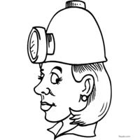 Coloring Female miner with helmet and headlamp