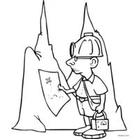 Coloring Miner examining a mine map