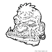 Scary monster head coloring page