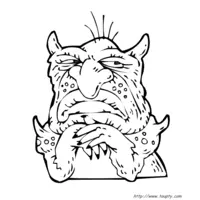 Thoughtful monster coloring page