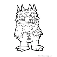 Horned monster coloring page