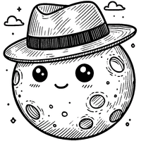 Full moon with hat coloring | Toupty.com