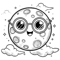 Full moon with glasses coloring | Toupty.com