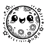 Smiling full moon coloring | Toupty.com