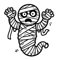 Mummy with outstretched arms and a scary look | Toupty.com