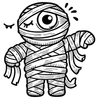 Mummy with scattered bandages and a peeking eye | Toupty.com