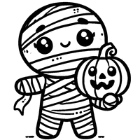 Small mummy holding a pumpkin | Toupty.com