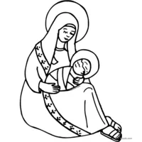 Coloring of Mary and baby Jesus