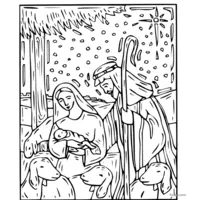 Coloring of Mary, Joseph, and their son Jesus