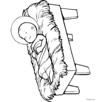 Coloring of Baby Jesus in his cradle