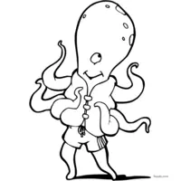 Octopus with a life jacket