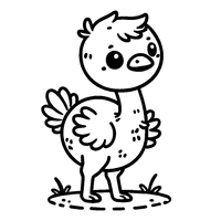 Chibi Ostrich Coloring with a Round Body and Short Legs | Toupty.com