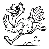 Funny Cartoon Ostrich Coloring Running with a Big Smile | Toupty.com