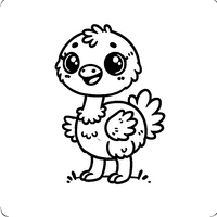 Chibi Ostrich with a Big Smile and a Round Body | Toupty.com