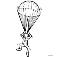 Parachutist descending with an open parachute.