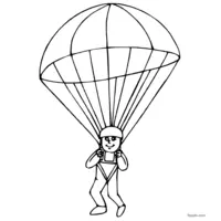 Child parachuting with excitement.