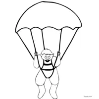 Confident parachutist soaring through the air.