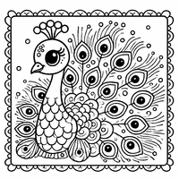 Young peacock coloring for kids | Toupty.com