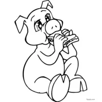 Pig eating a sandwich coloring page