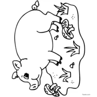 Little pig in the fields coloring page