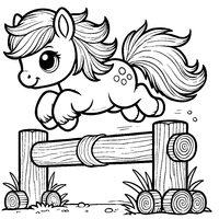 Pony jumping over an obstacle coloring | Toupty.com