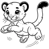 Coloring of a young puma leaping | Toupty.com