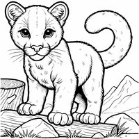 Coloring of a very young puma | Toupty.com