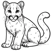 Coloring of a puma sitting on its hind legs | Toupty.com