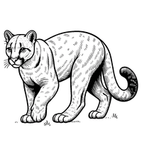 Coloring of a puma hunting | Toupty.com