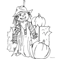 Pumpkin and Scarecrow Coloring Page