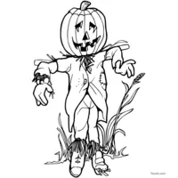 Pumpkin on Scarecrow's Head Coloring Page