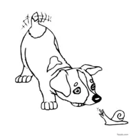 Playful puppy with snail coloring page