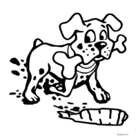 Bone-burying puppy coloring page