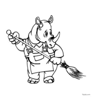 Black and white rhinoceros drawing