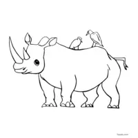 Free black and white rhinoceros illustration to print and color