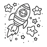 Rocket with smiling stars coloring