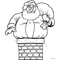 Santa Claus stuck in the chimney to print and color