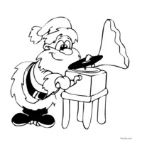 Santa Claus listening to music to print and color