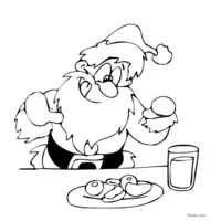 Santa Claus having a meal to print and color