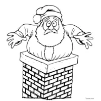 Santa Claus in the chimney to print and color