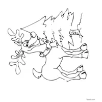 Reindeer and Christmas tree coloring page