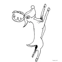 Jumping little reindeer coloring page