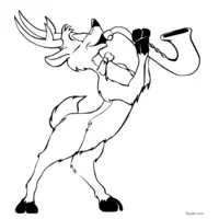 The reindeer playing music coloring page