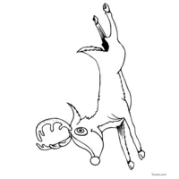 A reindeer making a big jump coloring page