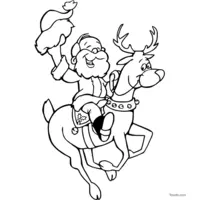 Santa Claus and his reindeer coloring page