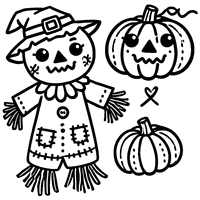 Scarecrow with a pumpkin head