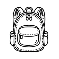 Schoolbag with a handle and visible straps