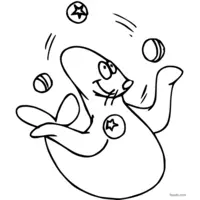 Juggling seal coloring page